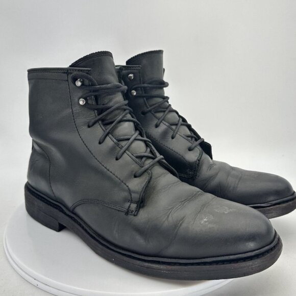 Frye James Men Size 9D Black Leather Lace Up Plain Toe Ankle Boot - Picture 2 of 6